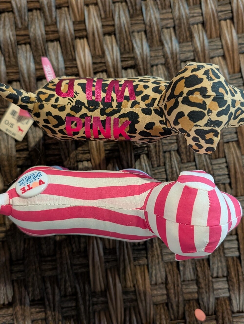 Set Of (2) PINK Stuffed Dogs